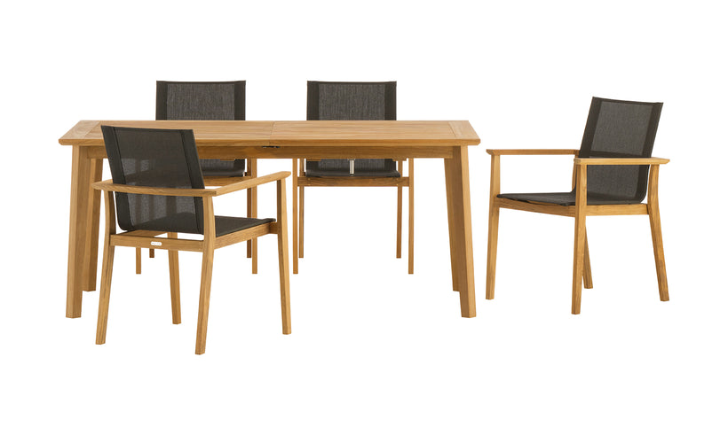 St. Croix Teak Rectangular Table and 4 Sling Chairs